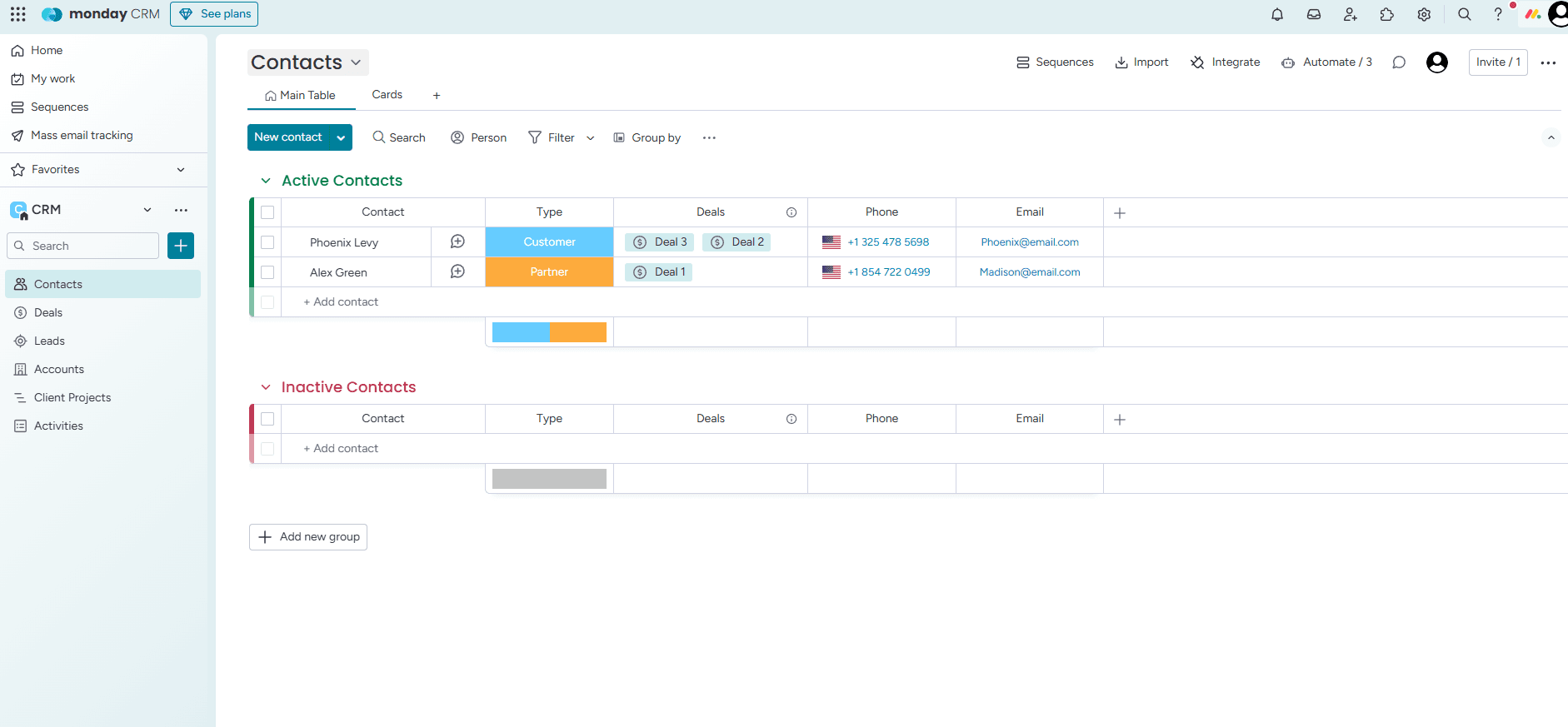 monday.com workflow board for a real estate business